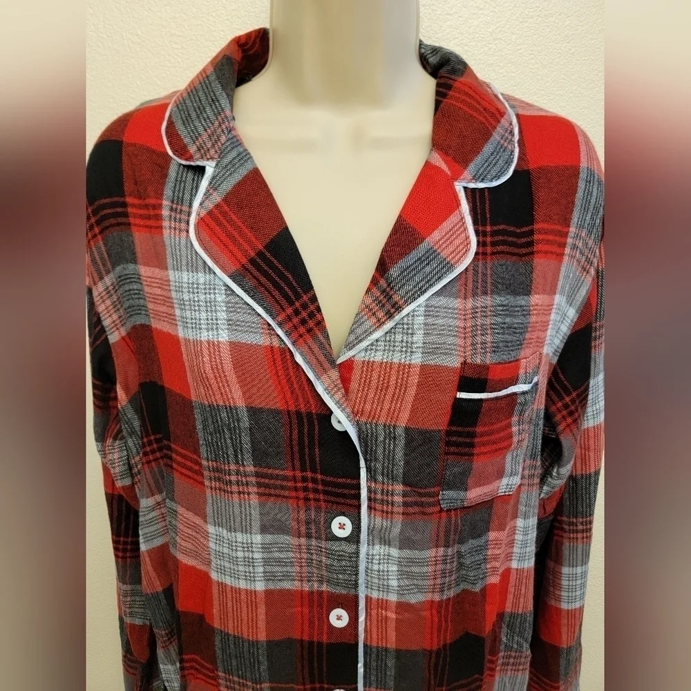 NWT Vera Bradley Polar Plaid Button Down Long Sleeve Flannel Pajama Top
